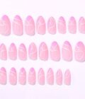 Pinky White Swirls Press On Nails - Image 2
