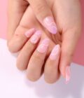 Pinky White Swirls Press On Nails - Image 3